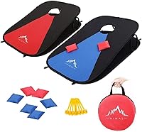 HimalOutdoors Collapsible Portable Cornhole Boards Set - 3x2 Ft Lightweight Travel Game with 8 Bean Bags & Case