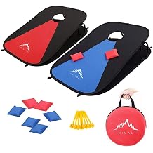 Himal Portable Cornhole Board Set with 8 Toss Bags and Carrying Case, Foldable 3 x 2 Ft Outdoor Lawn Toss Boards for Backyard, Camping, Tailgating and Beach Activities