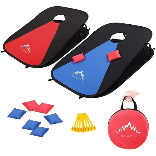 Himal Outdoors Portable Cornhole Board Set, Foldable 3 x 2 Ft | 8 Toss Bags, Carrying Case, Outdoor Lawn Toss Boards, For Backyard, Camping, Tailgating and Beach