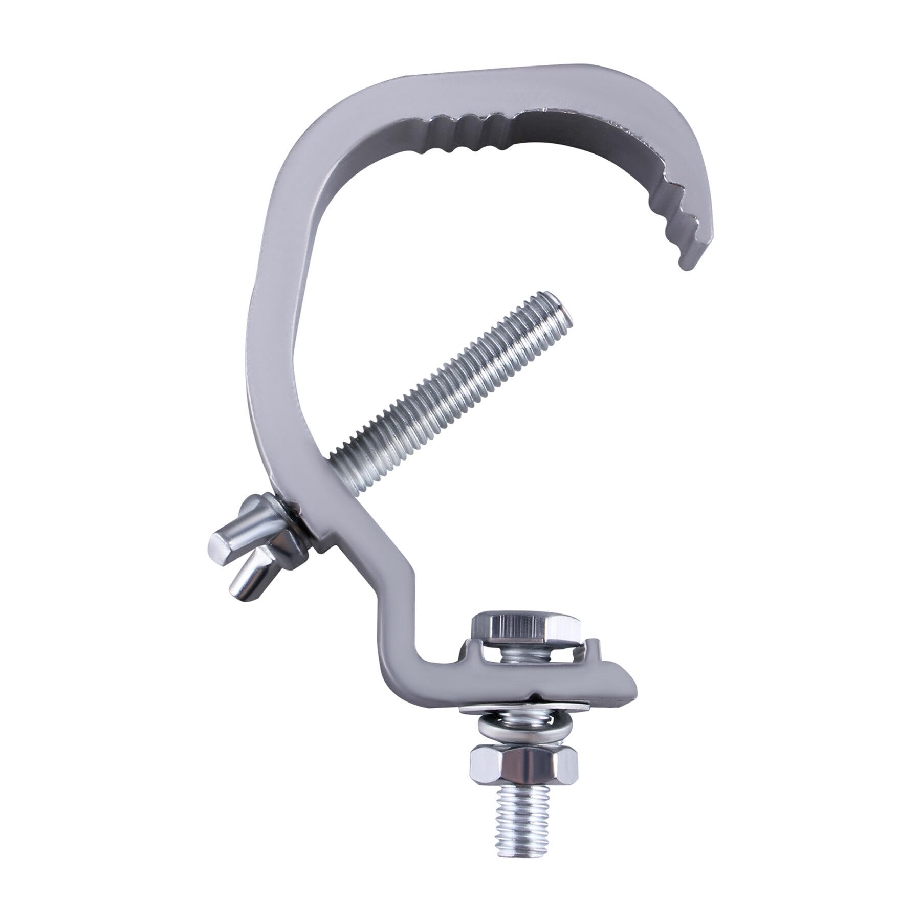 Lot de 10 pinces pour éclairage de scène 30-52 mm - Crochet en acier - Pince en C robuste - Pour éclairage DJ, lumières de scène - Argenté