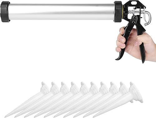 Pistola de calafateo con cartucho de aluminio, 20.3 fl oz/20 oz sellador de salchichas con cartucho de aluminio, cartucho de accionamiento manual,