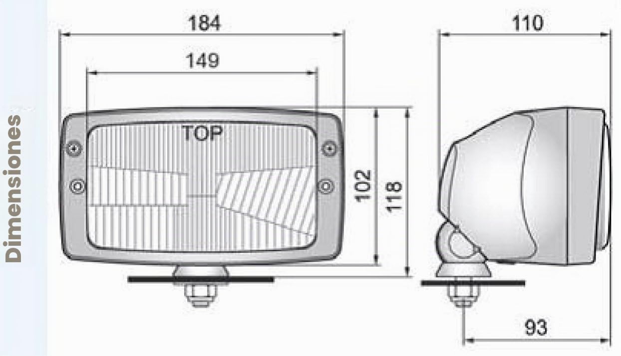 Faro principal H4 12/24 V Faro Tractor anzuelos con función de luz de posición 25777
