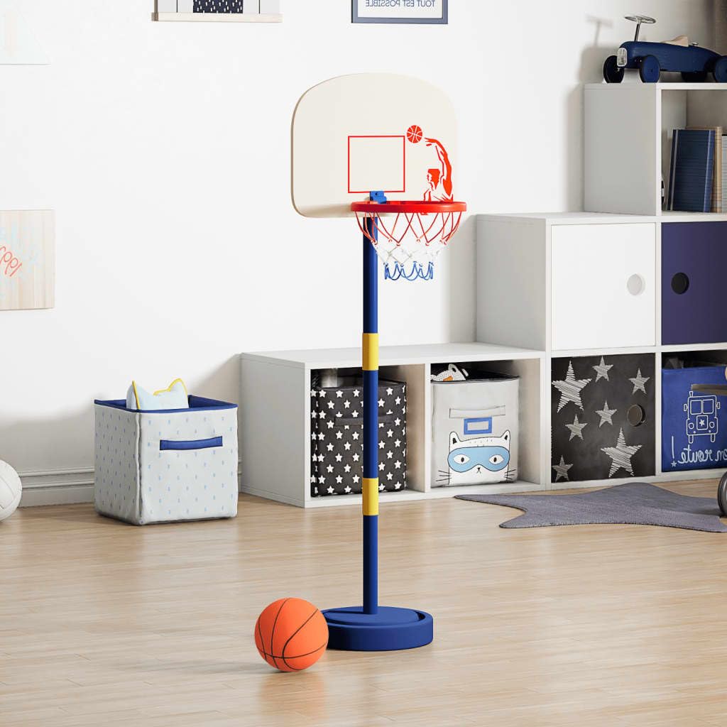 Canestro da basket per bambini con supporto, regolabile in altezza da 90 a 121 cm, con palla e pompa, giocattolo da giardino per interni ed esterni, per ragazzi e ragazze