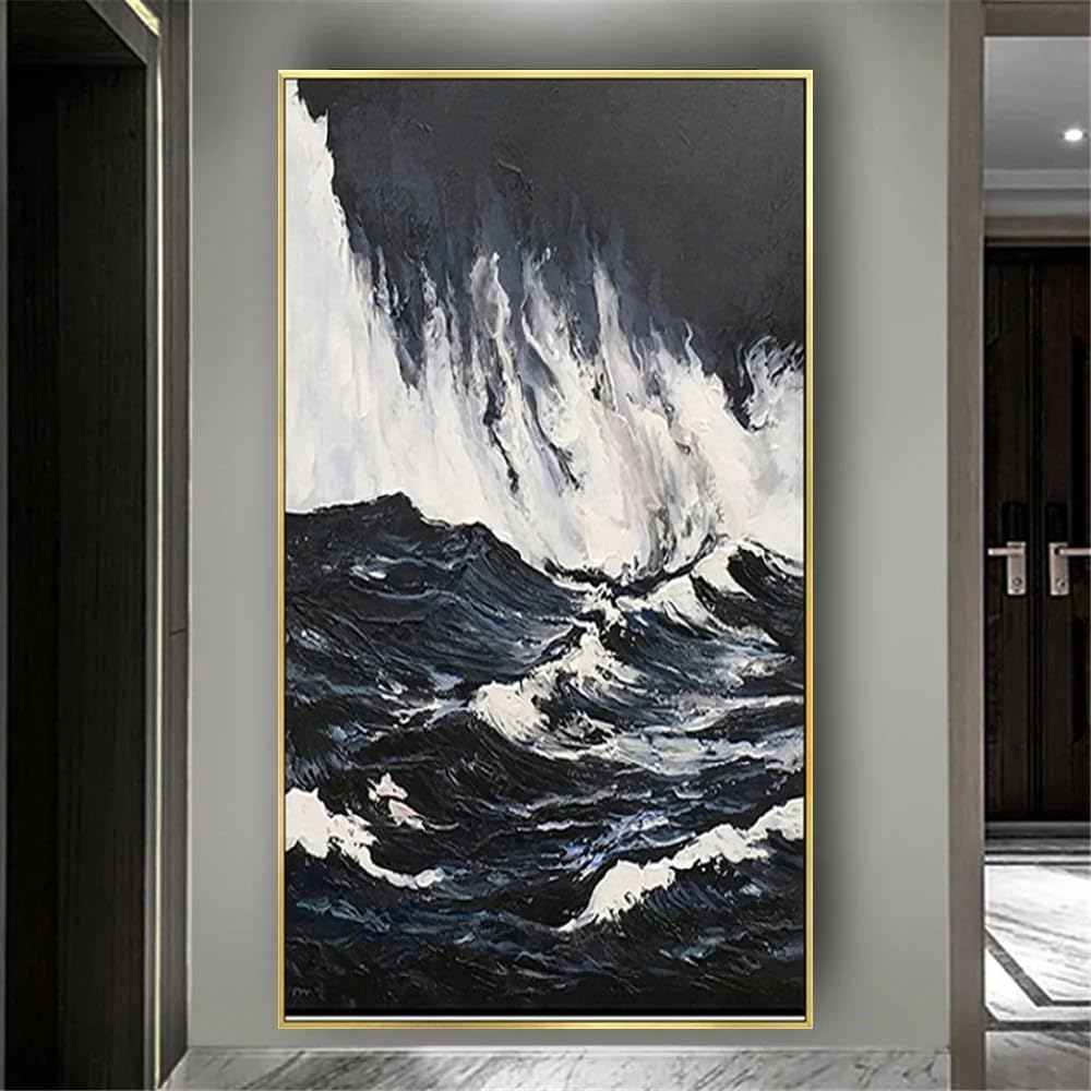 LTjiajuypd Canvas Prints Painting The Sunset On Sea Wall Art Modern Home Decor Storm Ocean Wave(60X120cm)