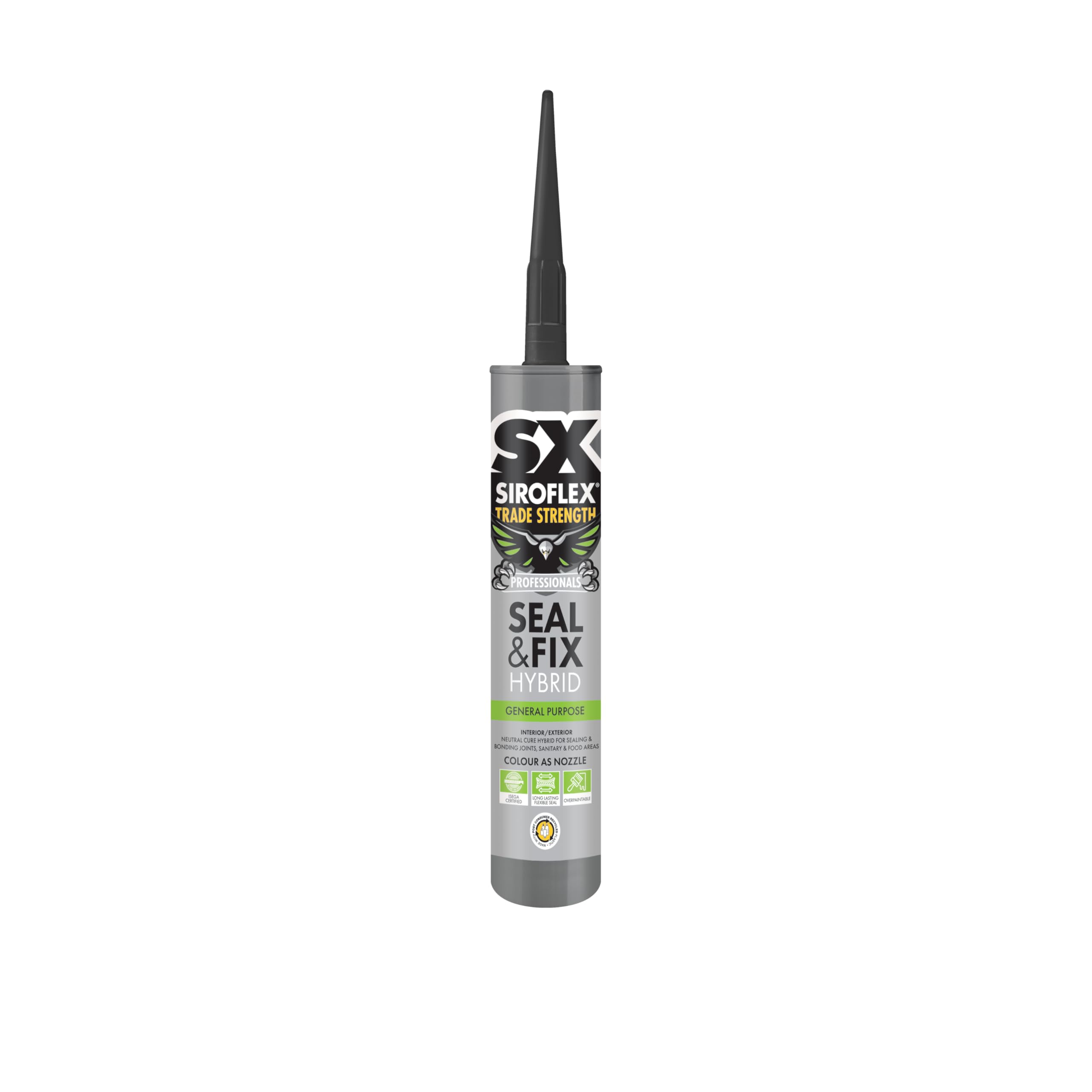 SX Trade Strength Black Seal and Fix - Universal Adhesive and Sealant - Hybrid Technology - Interior and Exterior - Water & Weather Resistant - Food Safe - 290ml