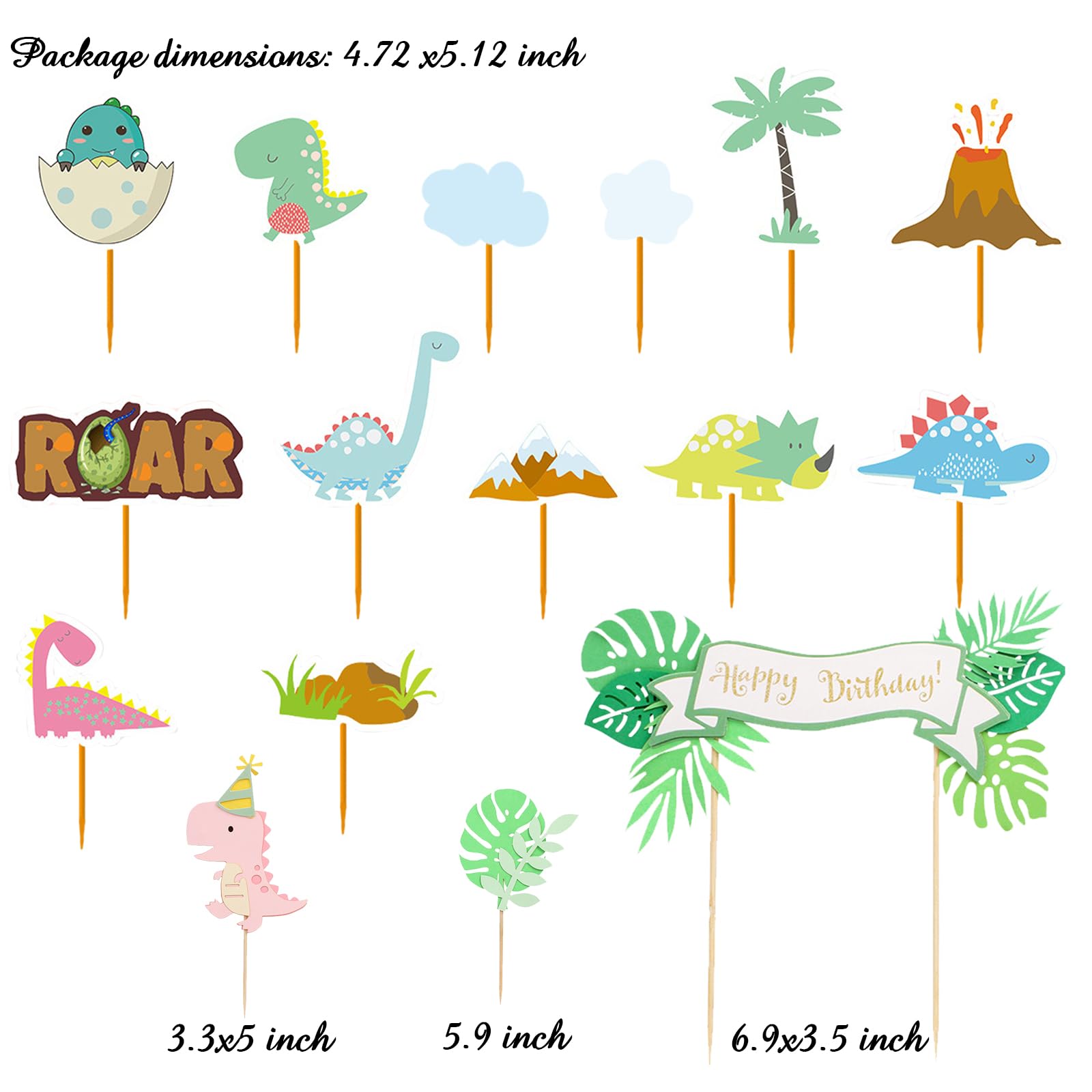 Dinosaur Party Decorations Kit For Girls | Dinosaur Birthday Supplies With Banner, Balloons & Cake Toppers