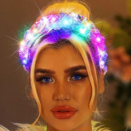 BARTOSI Diademas iluminadas con luz LED, diadema brillante, accesorios para el cabello para mujeres y niñas