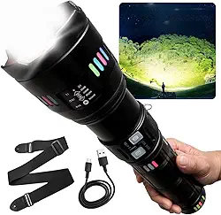 Lanterna Tática Militar Mais Forte do Mundo, com LED Laser Pro de Alta Potência, Super Brilhante, Recarregável, Ideal para Pesca, Aventura e Segurança!