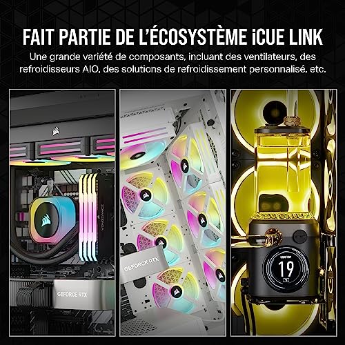 CORSAIR iCUE Link H100i RGB Liquid CPU Cooler - 240mm AIO - Ventilateurs QX120 RGB - Convient à Intel® LGA 1700, AMD® AM5 - Hub Système iCUE Link Inclus - Noir