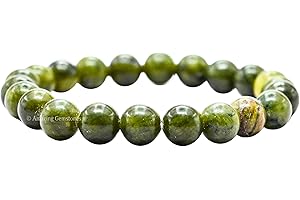 8 Green Jadestone Beaded Stretchable Bracelet for Unisex