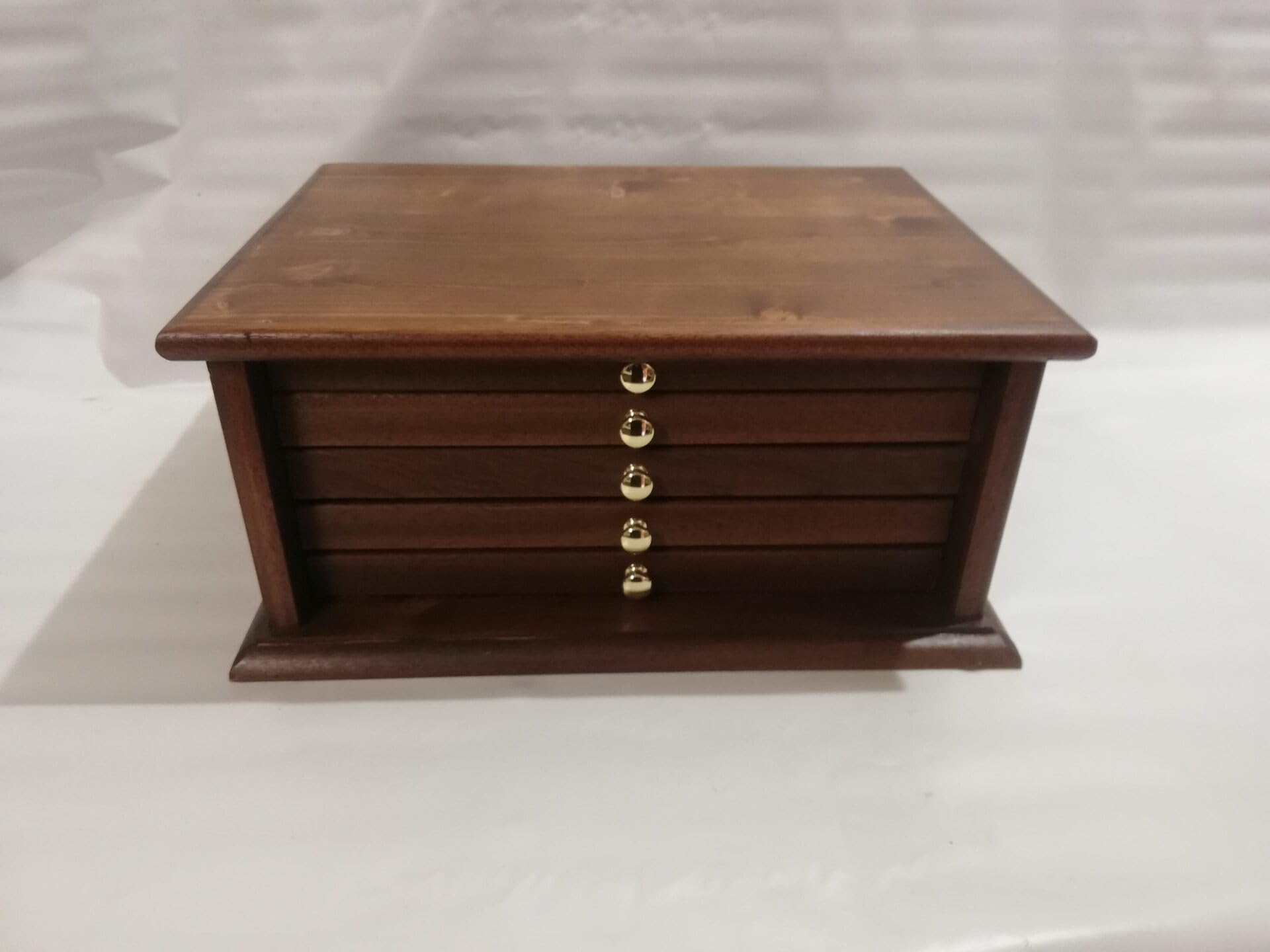 Monetario para Monedas y medallas, Mueble de Madera con 5 cajones y Terciopelo, Expositor Artesanal de numismática Personalizable con Grabado láser, Hecho a Mano en Italia