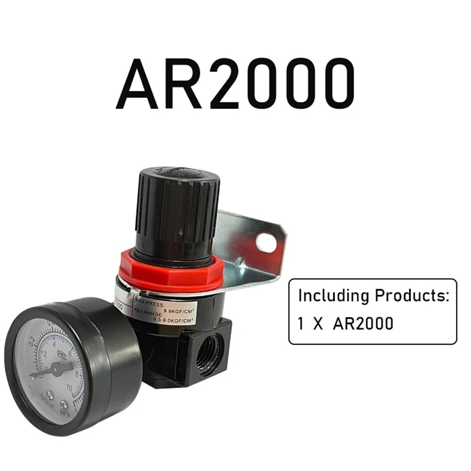 1 pz AR2000 1/4'' Regolatore di pressione 'aria Compressore Pompa Unità di trattamento di regolazione del gas con manometro Lega di alluminio regolabile(AR2000)