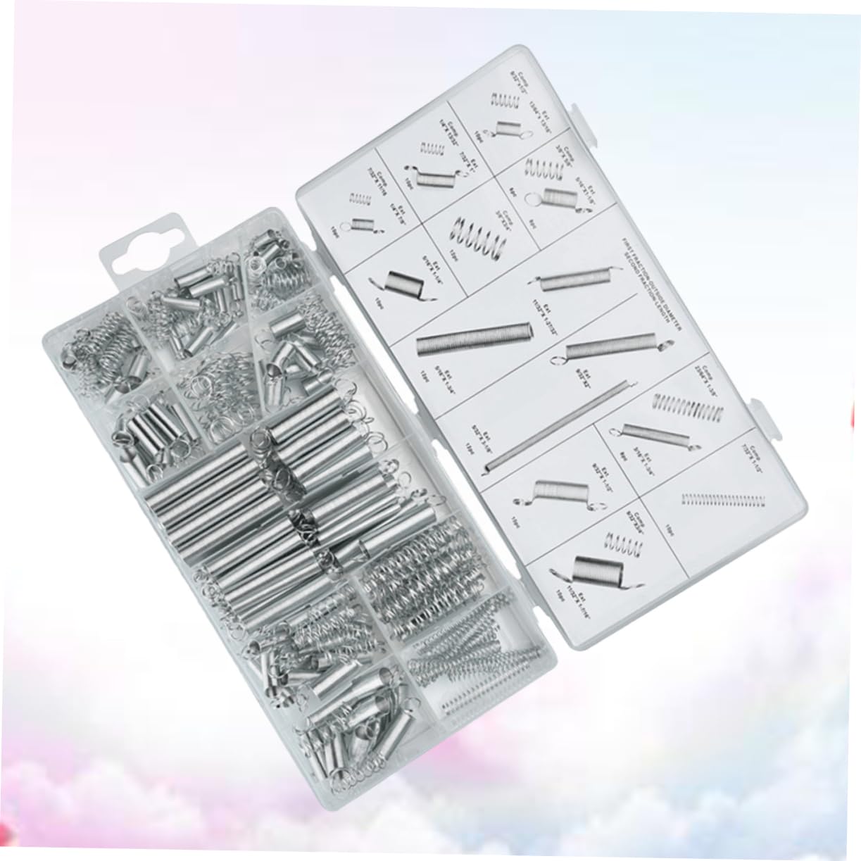 200pcs Galvanized Spring Set Assorted Spiral Spring Kit Tension Pressure Heavy Duty for Engines Appliances Electronics