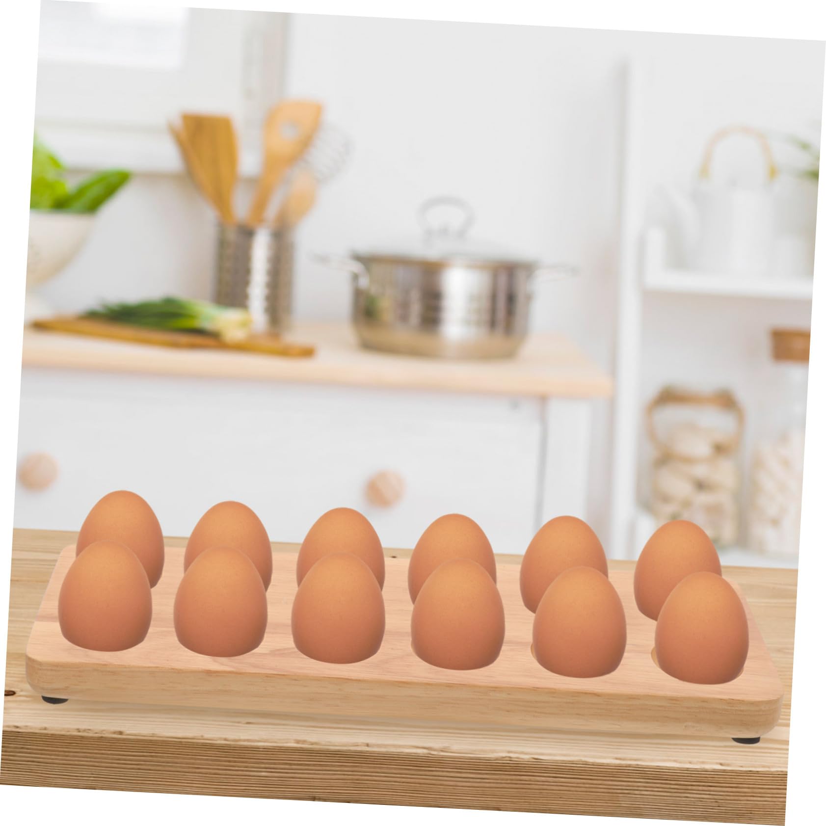 BUTIFULSIC Egg Holder Camping 12-hole Egg Storage Base Wood Tray Protective Holder