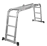 11.5Ft Échafaudage pliant multi-usage Échelle d'extension en aluminium Échaud, avec plate-forme de travail et charnières de verrouillage de sécurité, 330Lbs Évaluation du poids