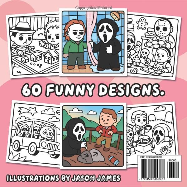 Large Cutest Serial Killers Coloring Book: A Funny Horror Coloring Book for Adults - 60 Humourous Twisted Cozy Crime Scenes for Stress Relief - Perfect For Horror Dark Humor Fans image 3