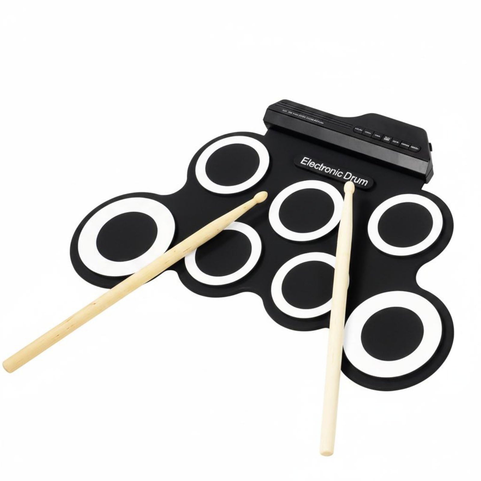 Batteria USB in Silicone Uscita Cuffie Batteria Elettronica Portatile Effetti Acustici Multipli Strumento Musicale per Studenti di Musica, Bianco