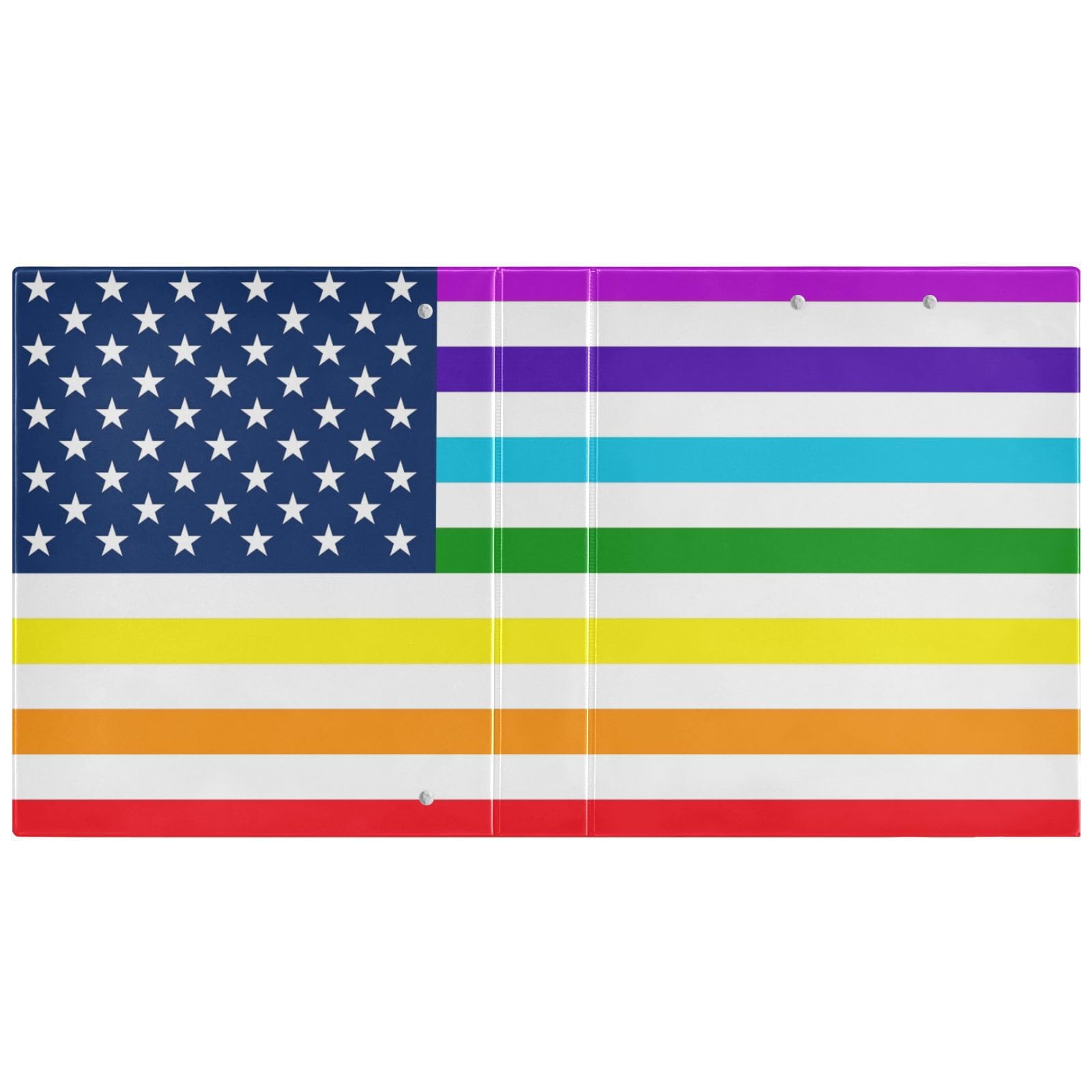 Peystean - Raccoglitore ad anelli rotondo a D da 3,8 cm, con portablocco integrato, con copertina rigida stampata su un lato, confezione da 2, bandiera degli Stati Uniti, Grecia, Rainbow Peace