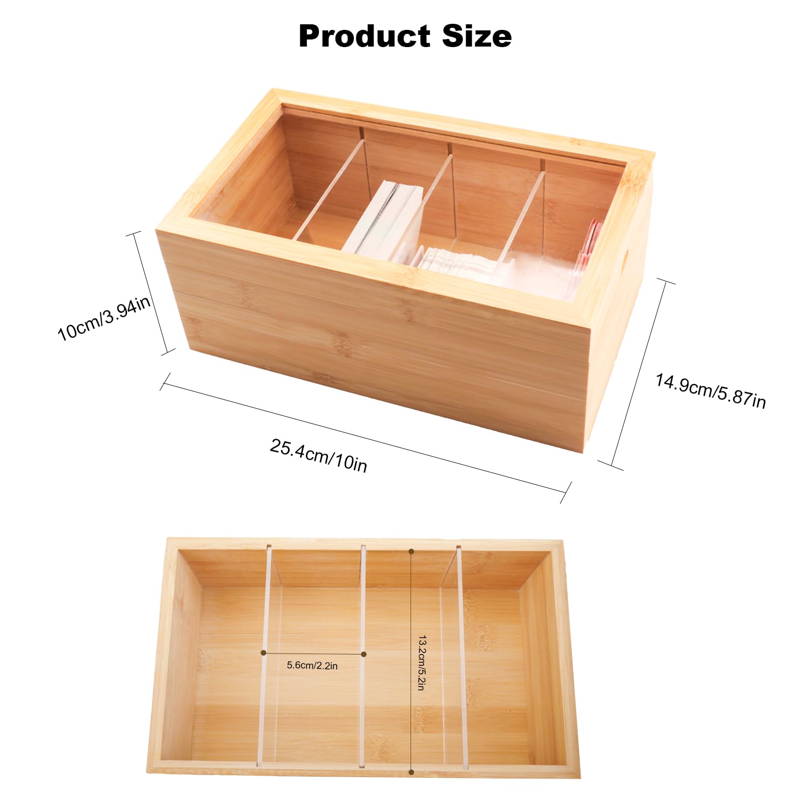 Portatarjetas de madera con 4 compartimentos, organizador para oficina, escuelas u hogar