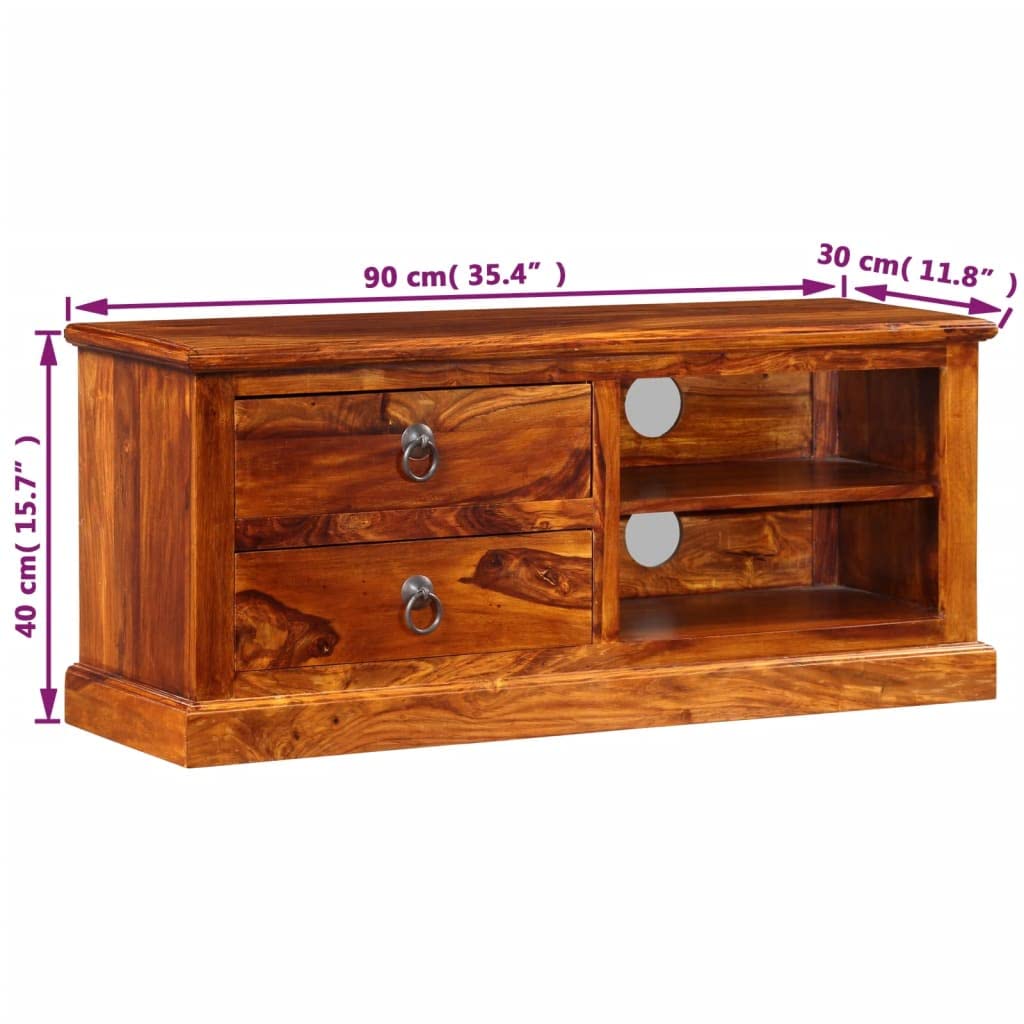 TV-Schrank Massivholz Akazie 90x30x40 cm, fertig montiert, Robustes Lowboard für Wohnzimmer, Entertainment Center, Media Console