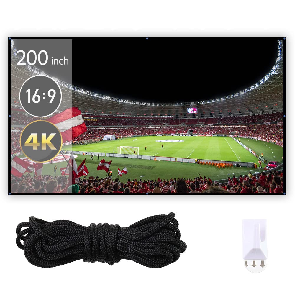Japard 200 Inch Large Projector Screen 16:9 4K Large Hanging Projection Screen Washable Foldable Por