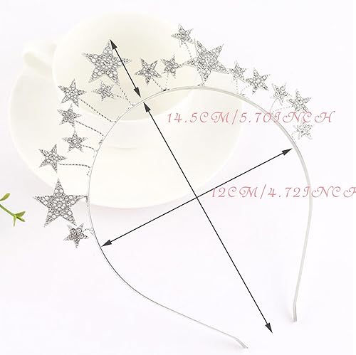 Miniatura 2 de Diadema de estrella con corona de halo, diadema de cristal plateado, tiaras de diosa, tocado de perlas y diamantes de imitación, accesorios para el