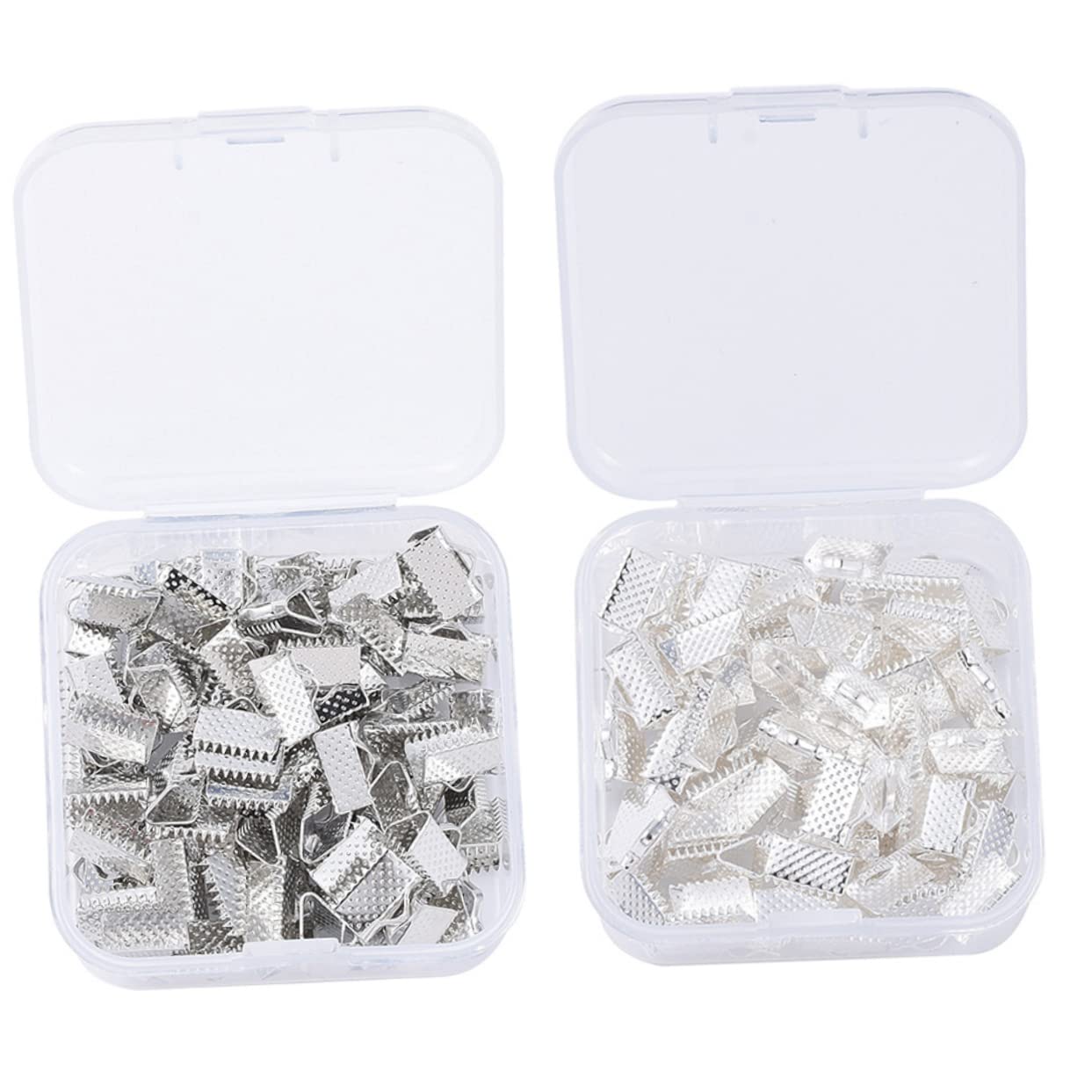 Veemoon 100pcs Jewelry Connector Components 10mm Leather Crimp Ends DIY Cord Ends Fasteners Clasps for DIY Jewelry Making