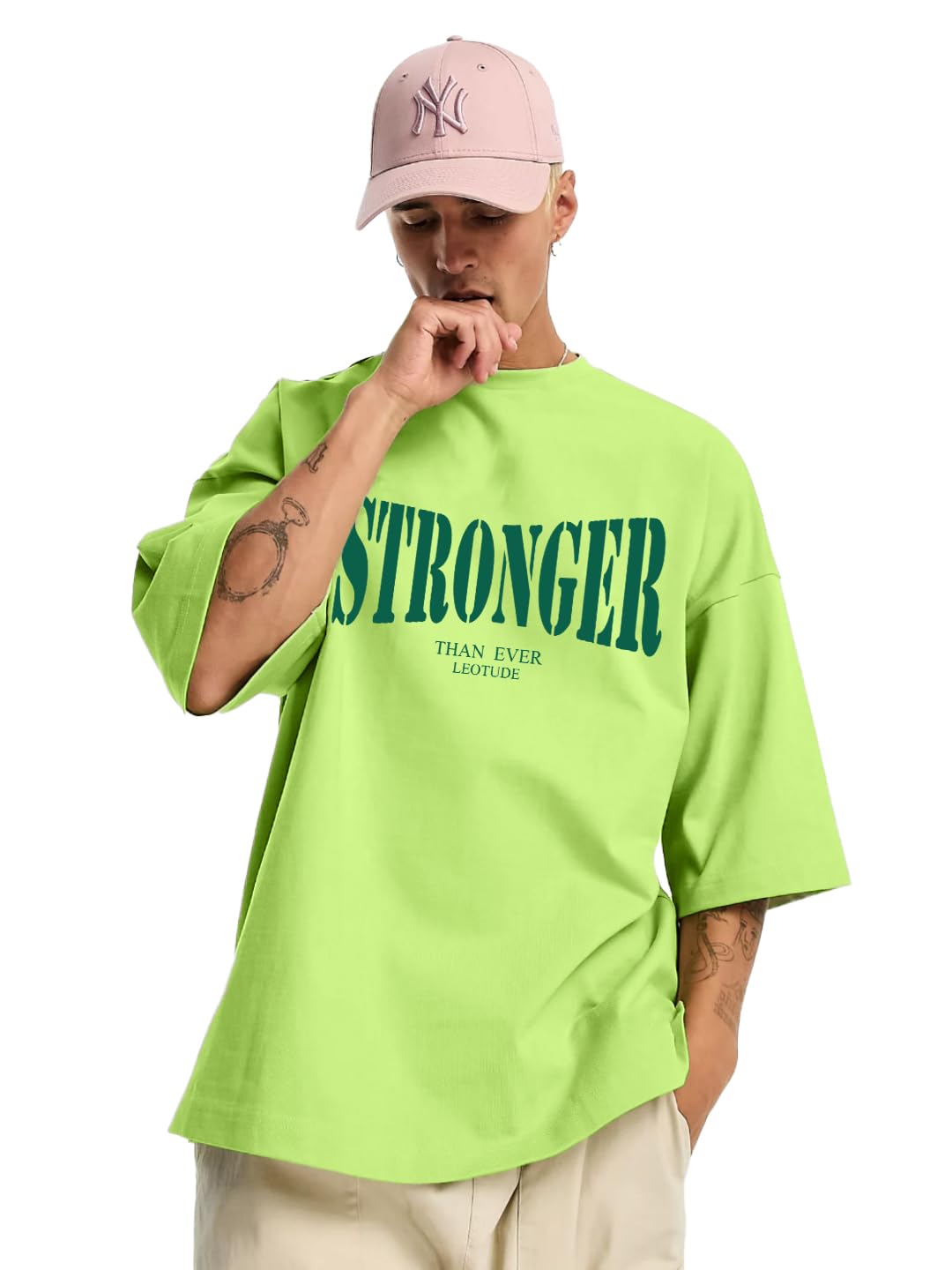 leotude Men's Cotton Oversized Fit T-Shirt-picture-29