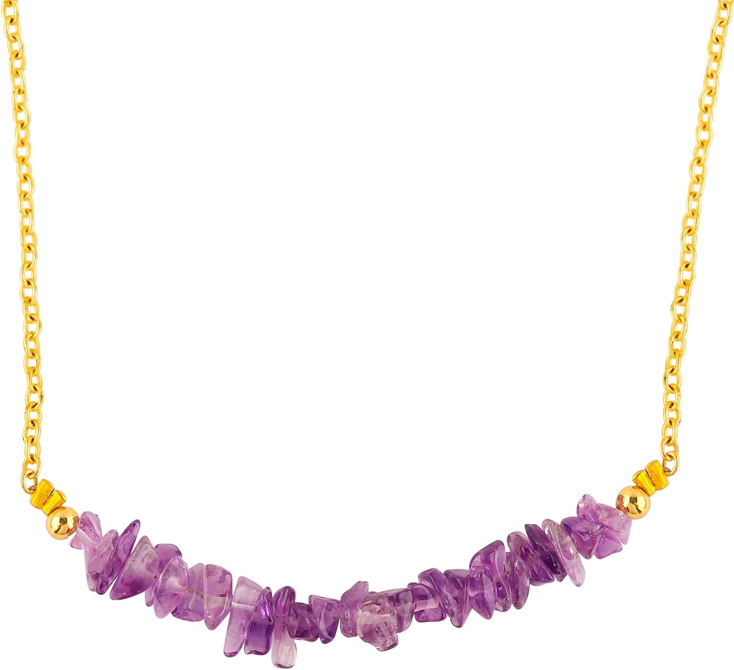Beads/Chips Necklace for Women | Natural Gemstone Bar Necklace | Adjustable Chain 16+2 Inch | Healing Crystal Gemstone Jewelry - Gift item
