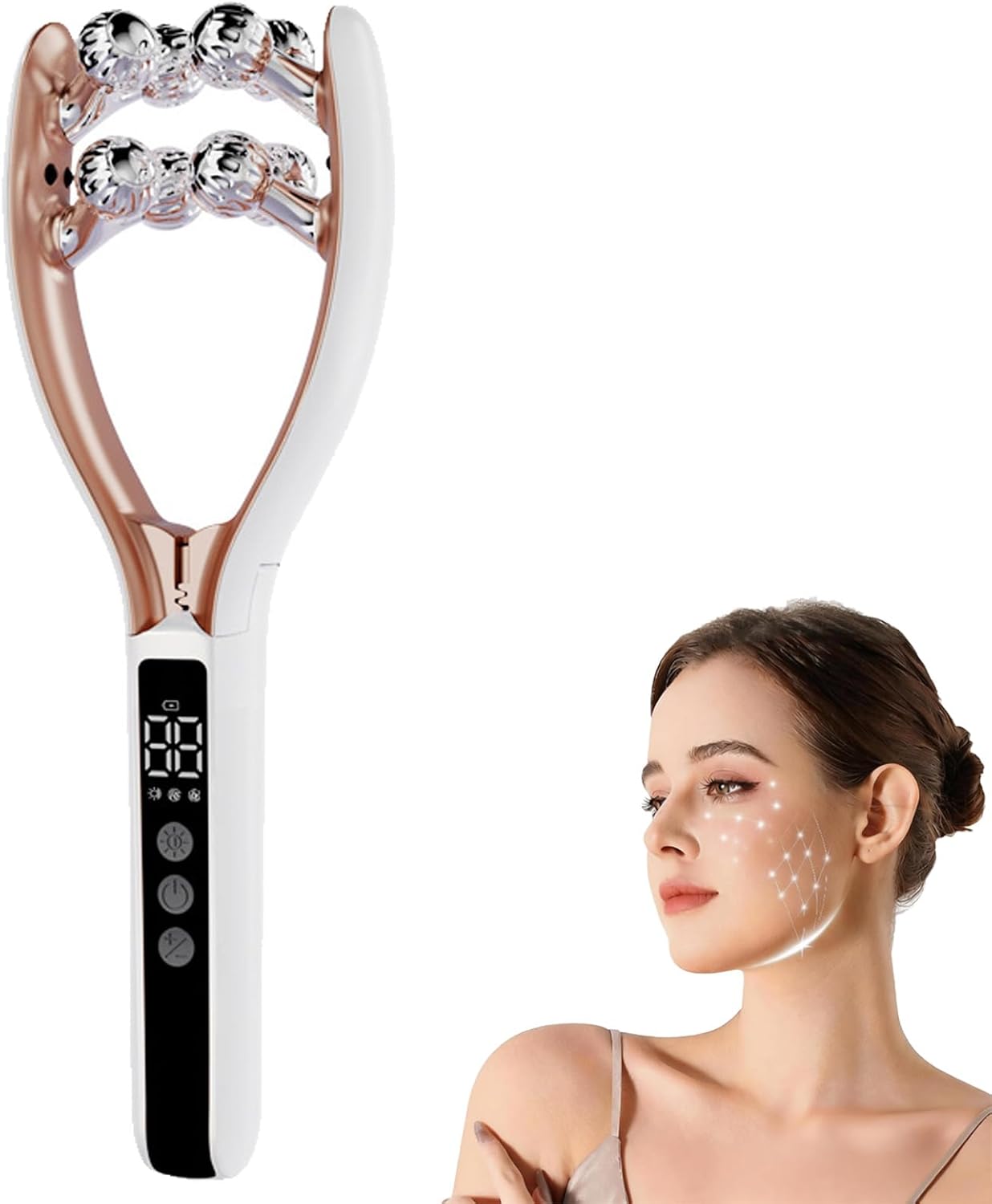Wireless Facial Massager, 6 Modes & V-Shape Sculpting, 3D Roller Electric Facial Roller for Face and Neck, Portable Skin Tightening Tool for Home & Travel (1Pcs)