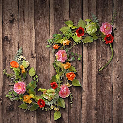image for National Tree Company 5 Foot Flower Garland Greenery Backdrop with Mix