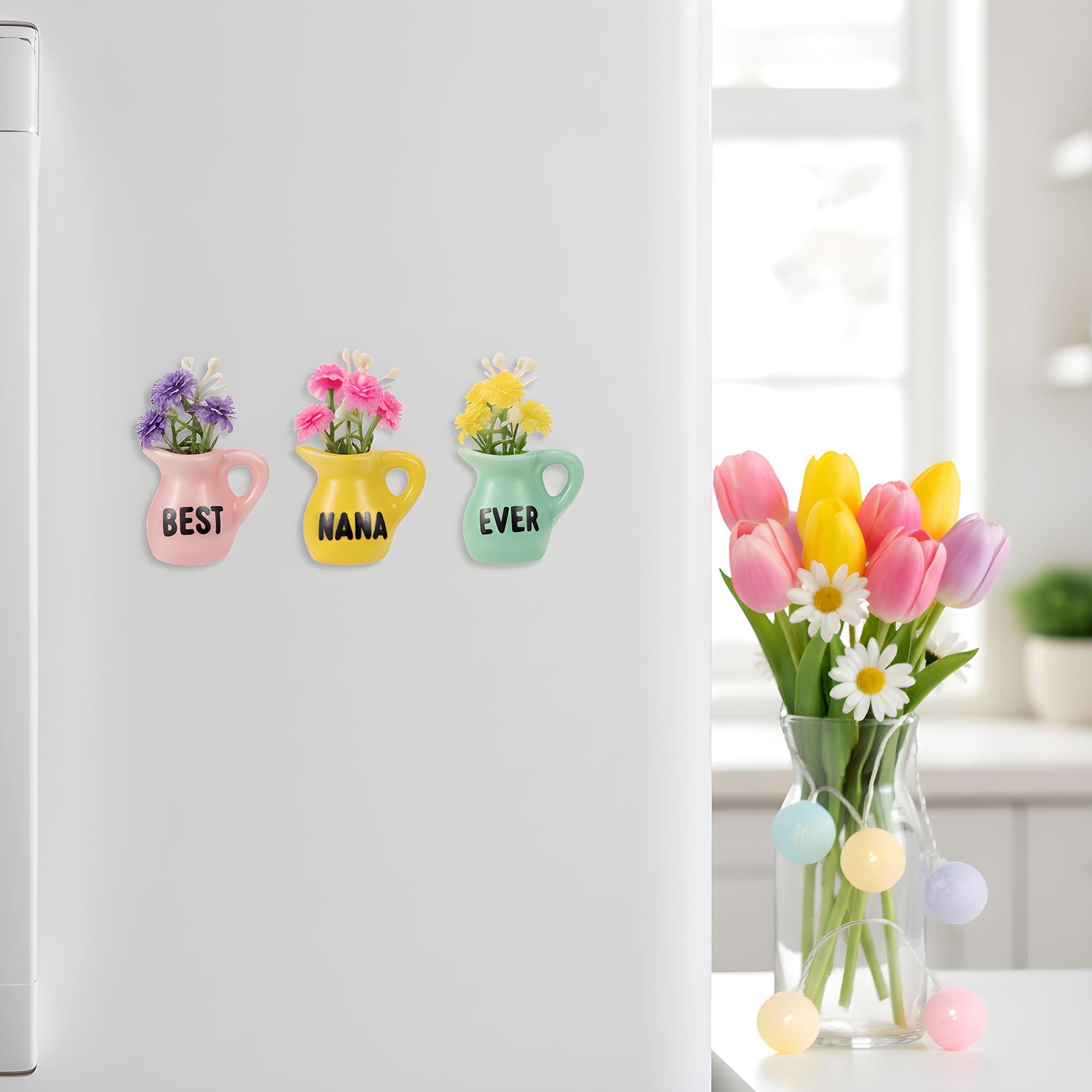 Best Nana Ever Blumenmagnete für Kühlschrank, Geschenke Muttertag für Oma von Enkelin, Weihnachten Geburtstagsgeschenk für Oma