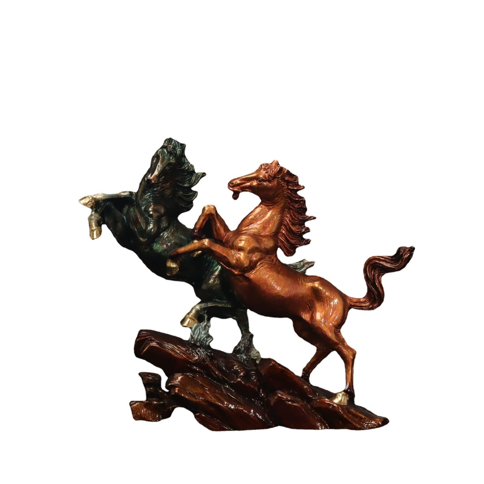 ZZlei2yu-12 Home Decor Ornament Double Horse to the Success of the Chinese Zodiac Horse Brass Ornaments Home Living Room Entrance Decorations Opening Housewarming Colorful Ornament
