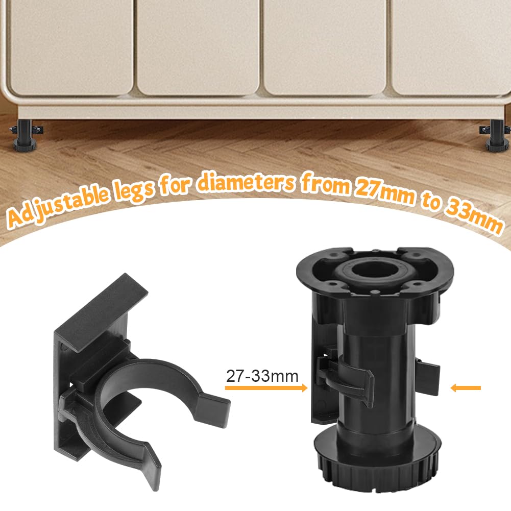 Flintronic 12 Piezas Clips de Fijación para Zócalos de Cocina, Soportes para Zócalos de Cocina, Zoca-lo Coci-na con 30 Tornillos, para sofás, mesas, camas, soportes de TV, armarios, para 27mm-33mm