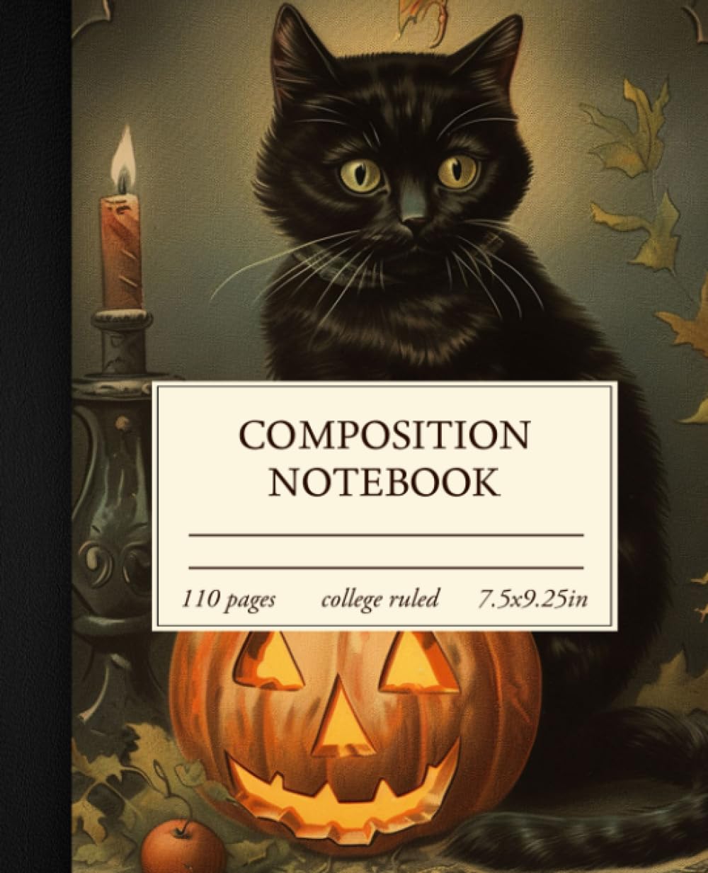Independently published Composition Notebook College Ruled: Vintage Black Cat Halloween Aesthetic Journal for School, College, Office, Work