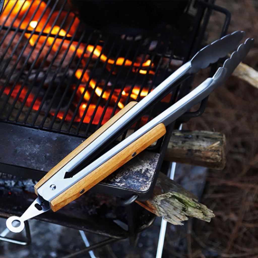 Pince de cuisine robuste en acier inoxydable de 35,3 cm (13,9 pouces), avec système de verrouillage, idéale for la salade et le barbecue, la cuisson, le service, la friture, le gril et la pâtisserie.