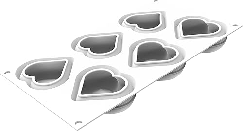 Miniatura 3 de Silikomart Heartix 85 - Molde de silicona para hornear con 6 cavidades de corazón dentado, 2.75 pulgadas x 3.07 pulgadas x 1.18 pulgadas de alto