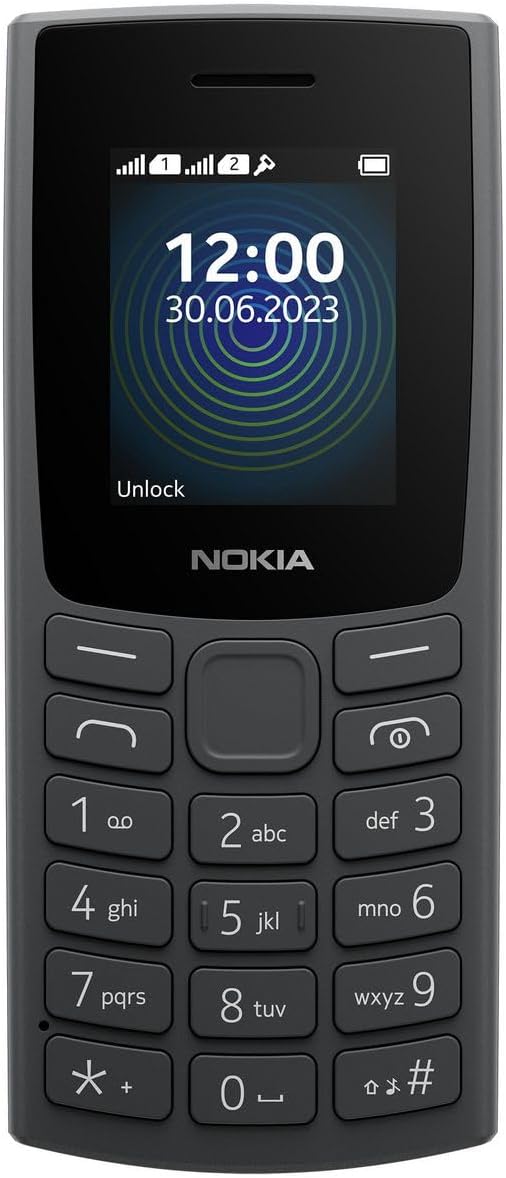 Nokia 110 Feature Phone with Built-in MP3 Player, Rear Camera, Long Life Battery and Voice Recorder - Charcoal