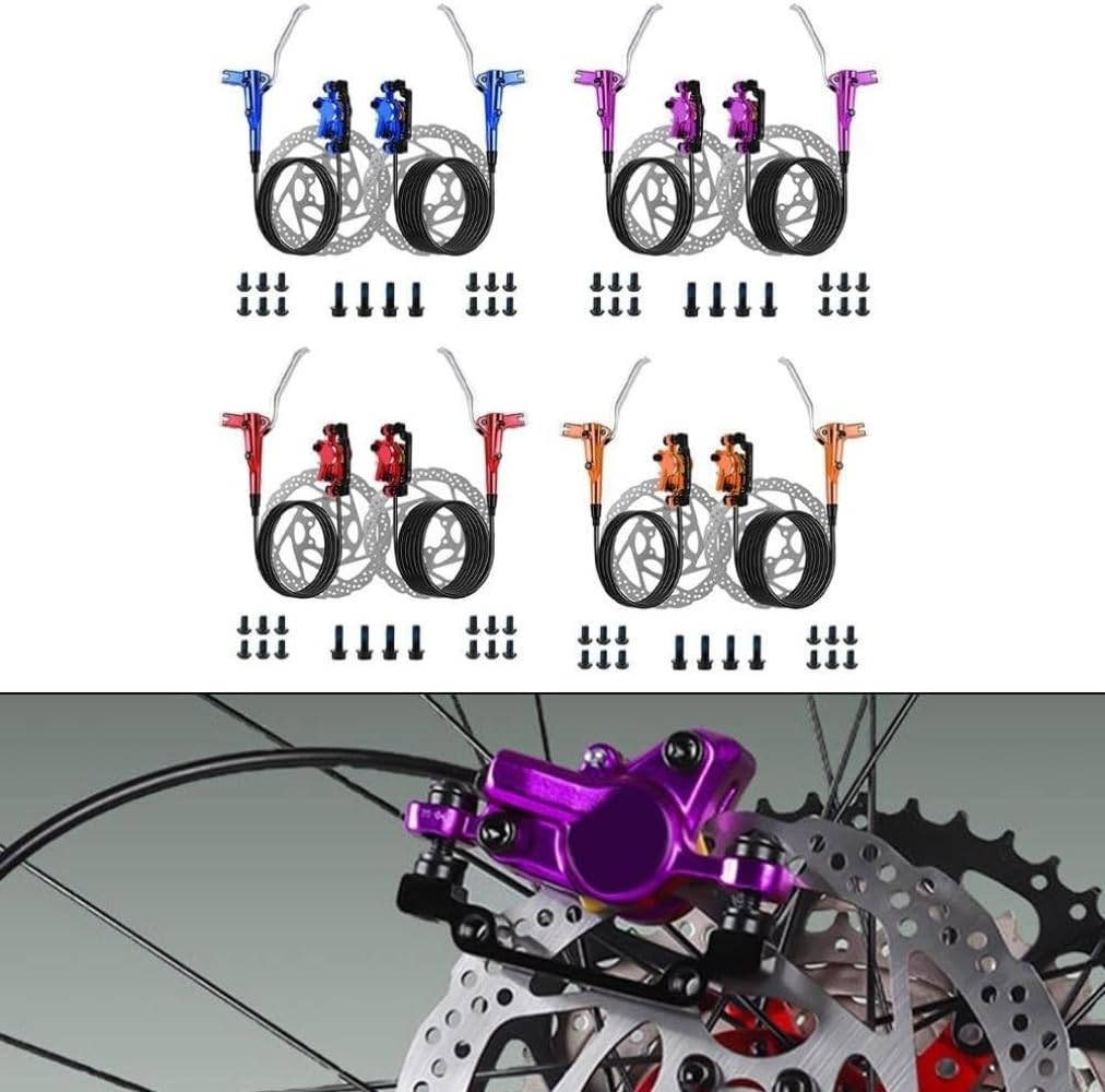 Juego de frenos de disco hidráulicos, aleación de aluminio para bicicleta, juego de frenos hidráulicos, freno de disco hidráulico, 800 mm trasero, cable de freno de 1400 mm y rotores de freno de 160