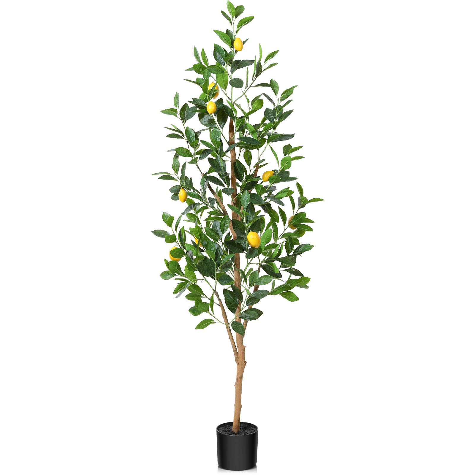 Artificial Lemon Tree, 5FT Fake Tree with Natural Wood Trunk, Faux Tree with 9 Lemon Fruits, Fake Plant for Home Decor Indoor Office Porch, Set of 1
