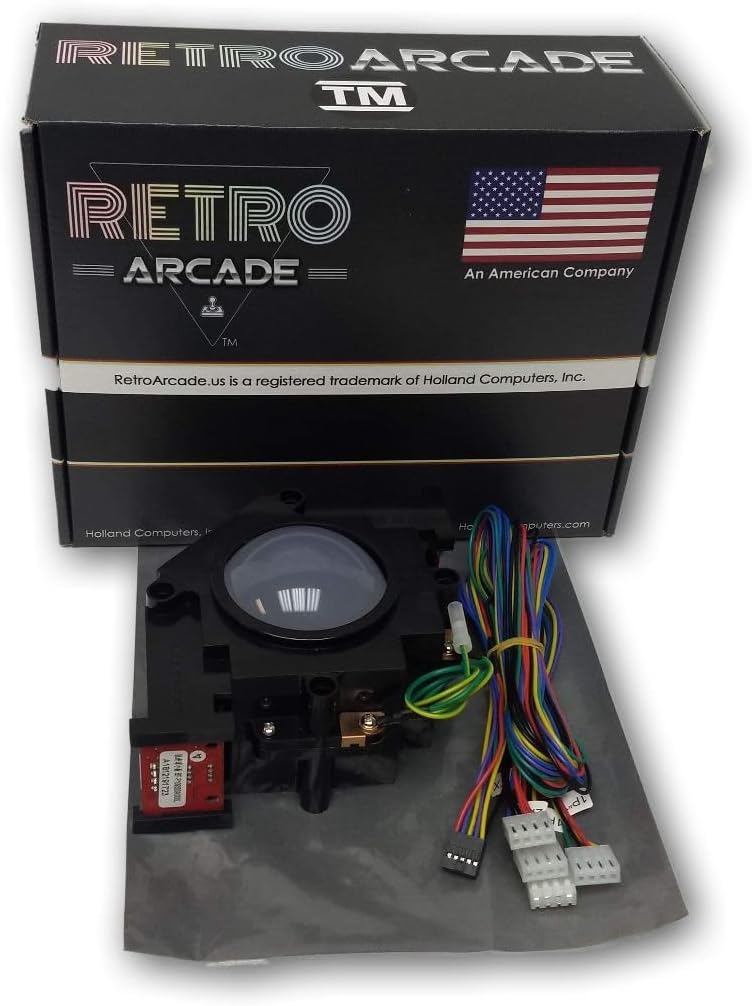 RetroArcade.us 3in Arcade Trackball with Interface Harness for Jamma 138-in1, 276-in1 and 352-in-1 Multigame PCBs - (Translucent White Ball)