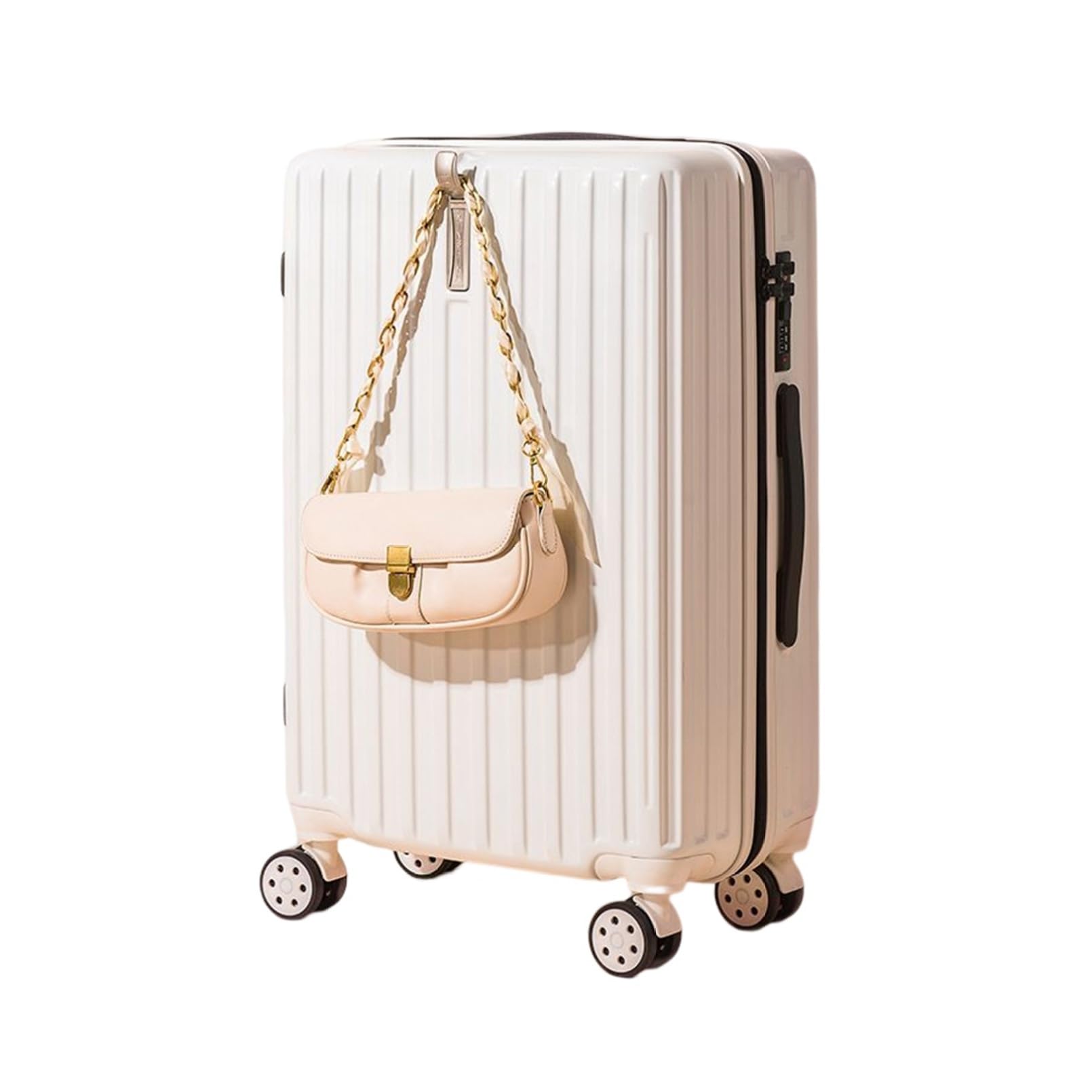 Valise grand volume TSA à crochets intégrés et roues doubles