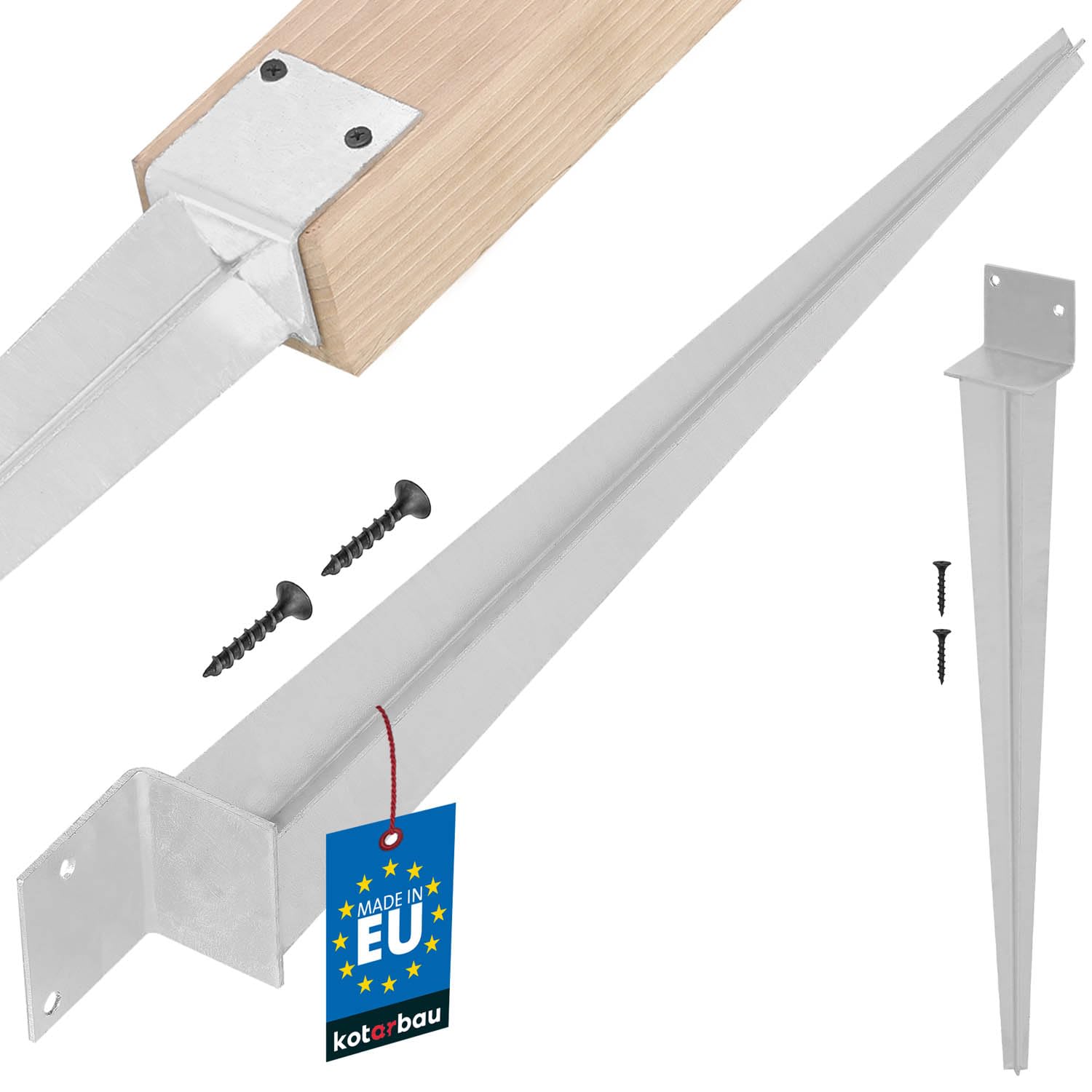 KOTARBAU® Ground Anchor - 500 mm (19,7 in) Post Anchor- Galvanised Steel - 50 x 60 mm (2x2,4 in) - Silver - Post Brackets - Heavy Duty - for Fence and Pavilion