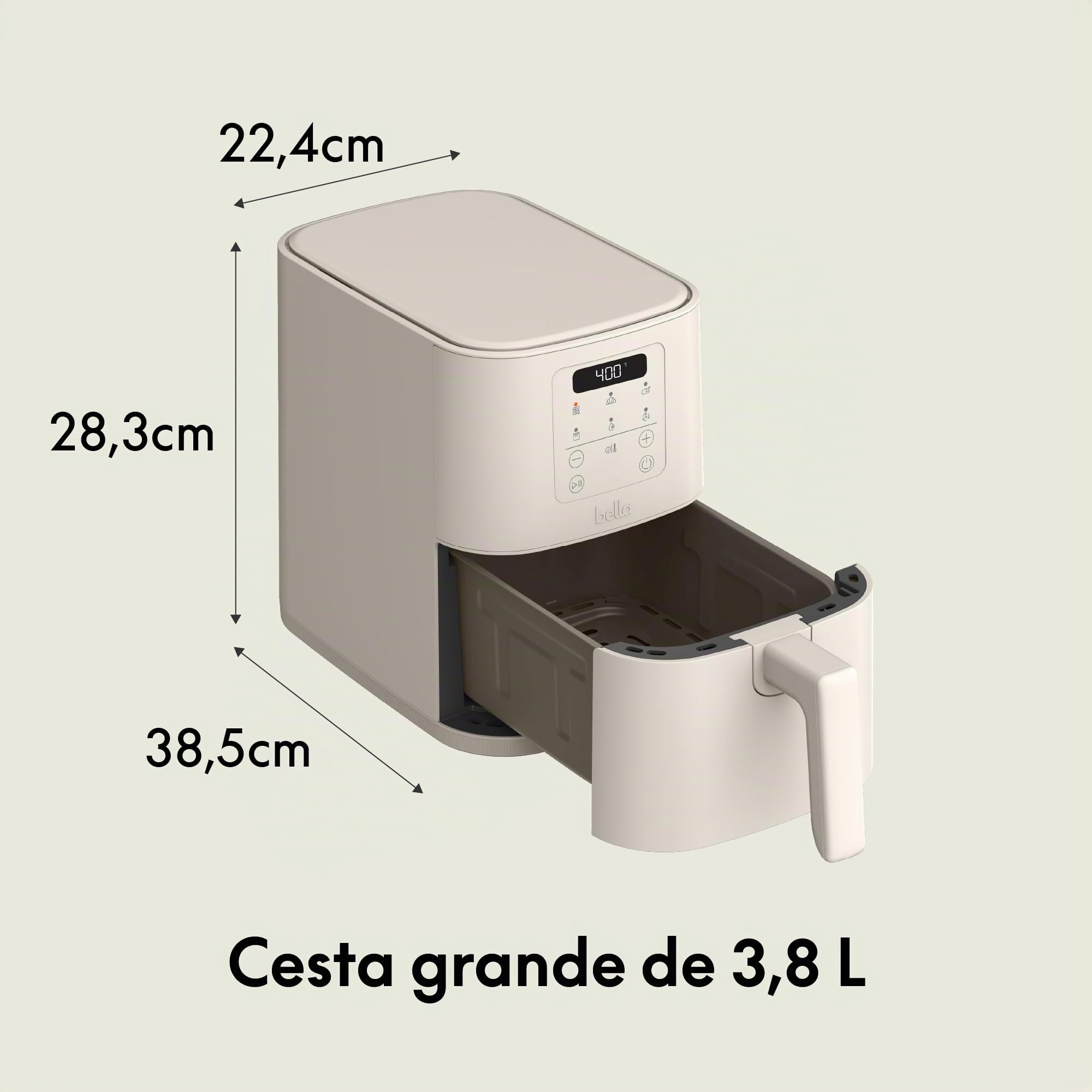 bella Slim 4.0 Qt Air Fryer, Oatmilk