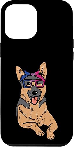 Funda para iPhone 14 Pro Max con diseño de pastor alemán LGBTQ con bandera bisexual y orgullo gay