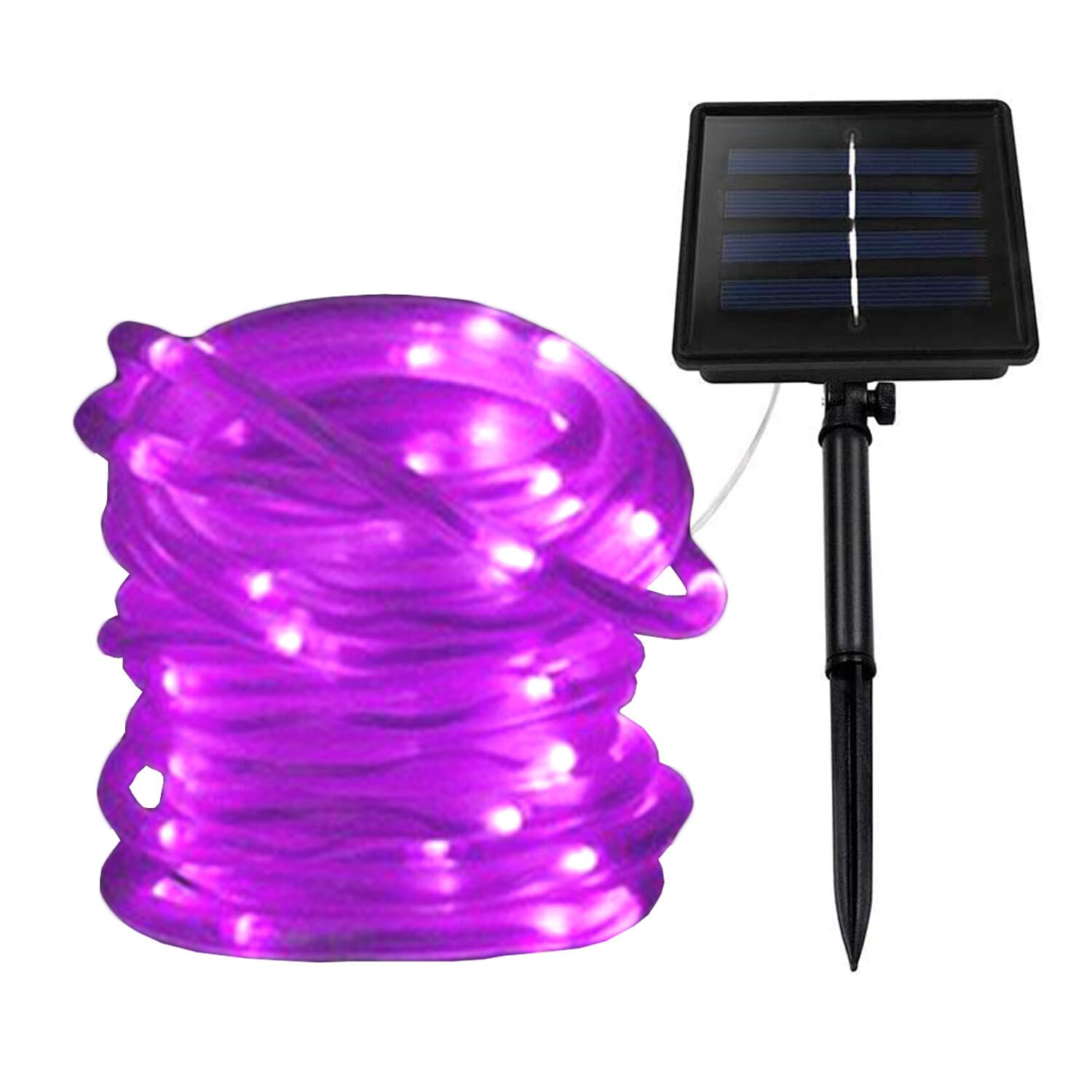 GQL Solar Powered LED Rope Lights Waterproof Lawn Garden Outdoor Patio Decking Strip Light (5m (50LEDs) + 2m Lead Cable, Purple) โ image 1