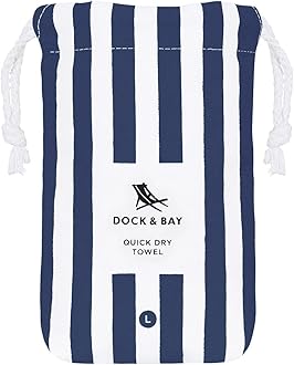 Dock & Bay Beach Towel - Quick Dry, Sand Free - Compact, Lightweight - 100% Recycled - Includes Bag - Cabana - Whitsunday Blue - Large (160x90cm, 63x35")