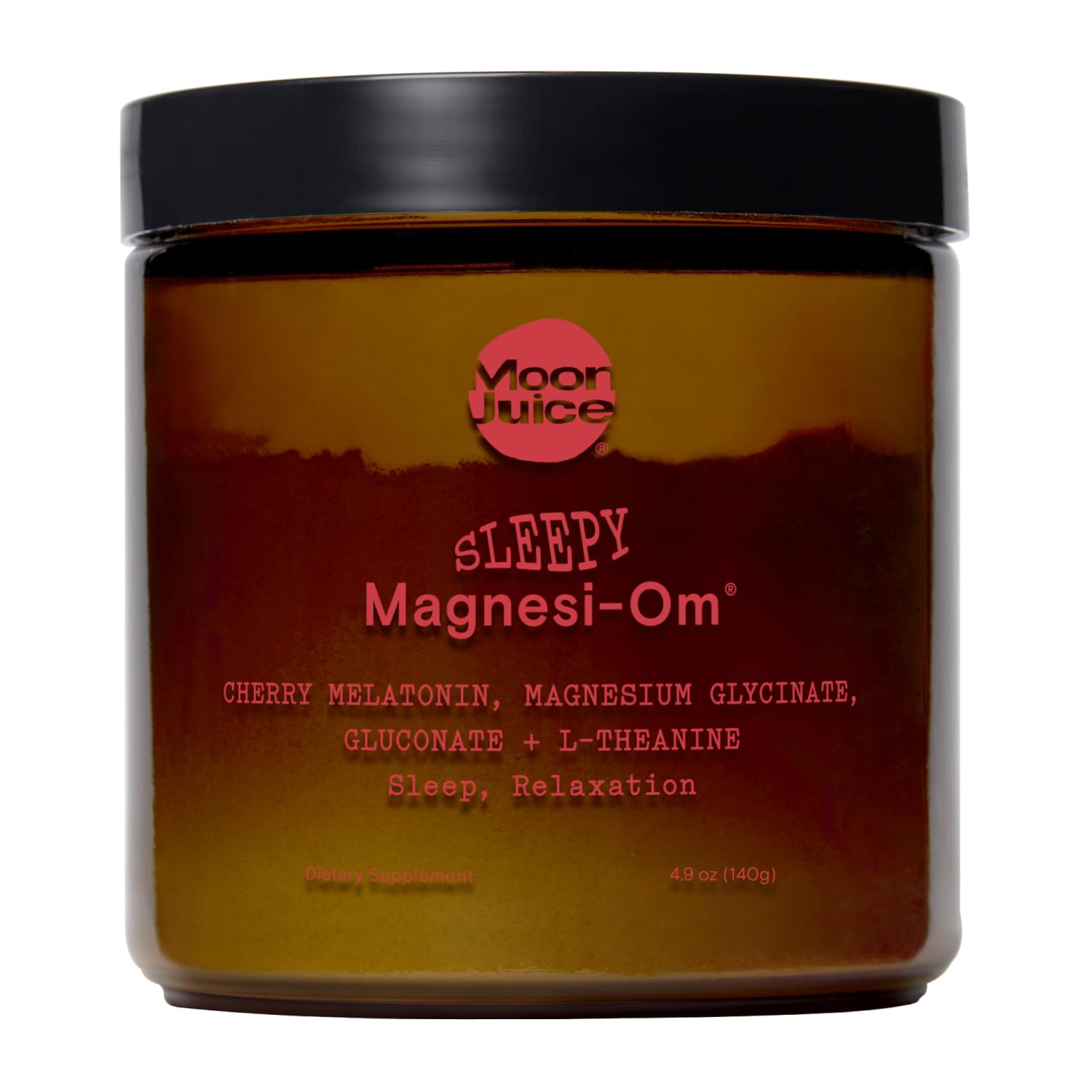 Moon Juice Sleepy Magnesi-Om - Magnesium Sleep Supplement Powder with L-Theanine & Plant-Based, Low Dose Melatonin, Sugar-Free Bedtime Drink Mix for Deep Sleep w/o Grogginess, Cherry, 35 Servings