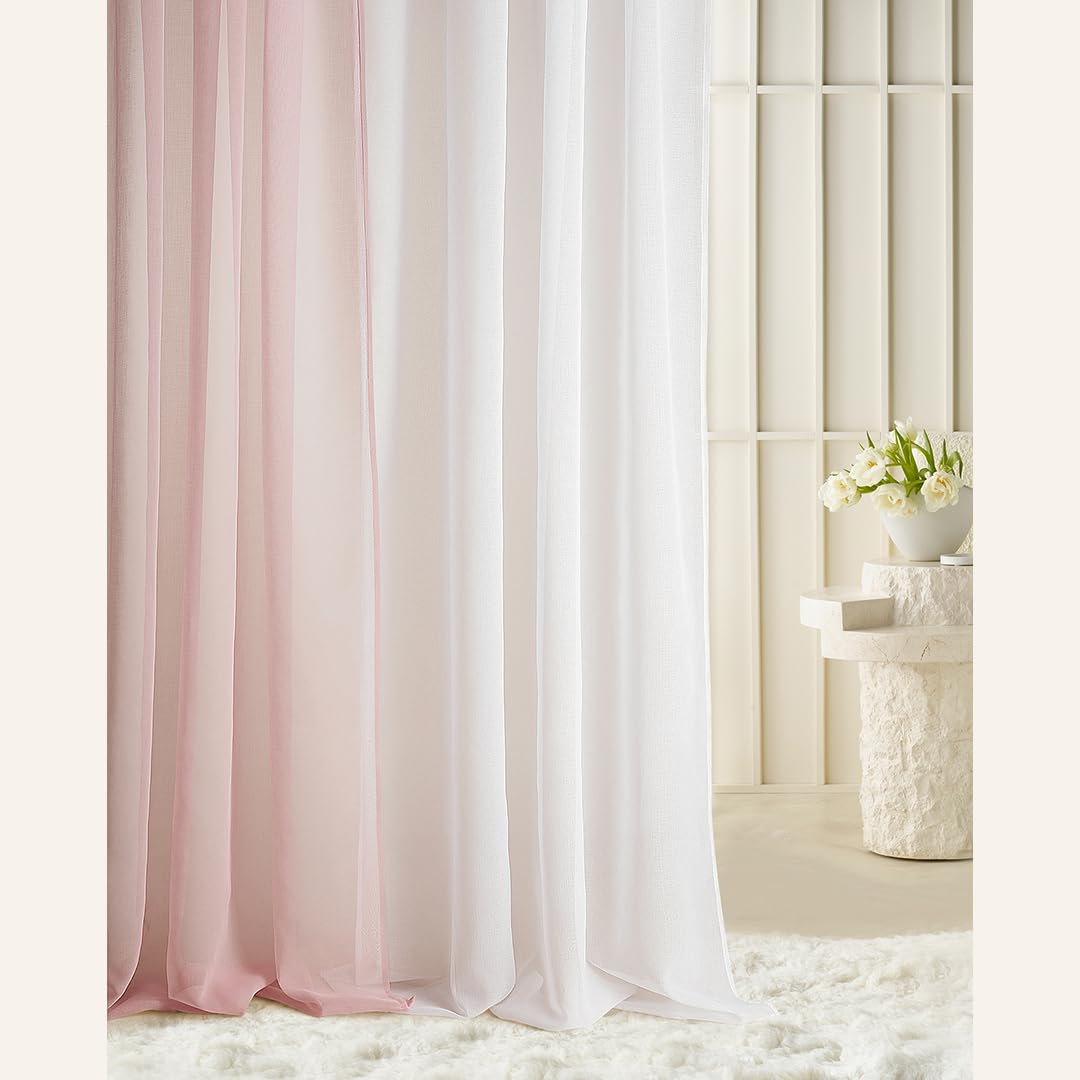 ROOM99 Novelia firanka z taśmą marszczącą, 300 x 230 cm szerokości x wysokości, przezroczysta, nowoczesna zasłona, do salonu i sypialni, do systemu szynowego, biała, gładka, 1 sztuka