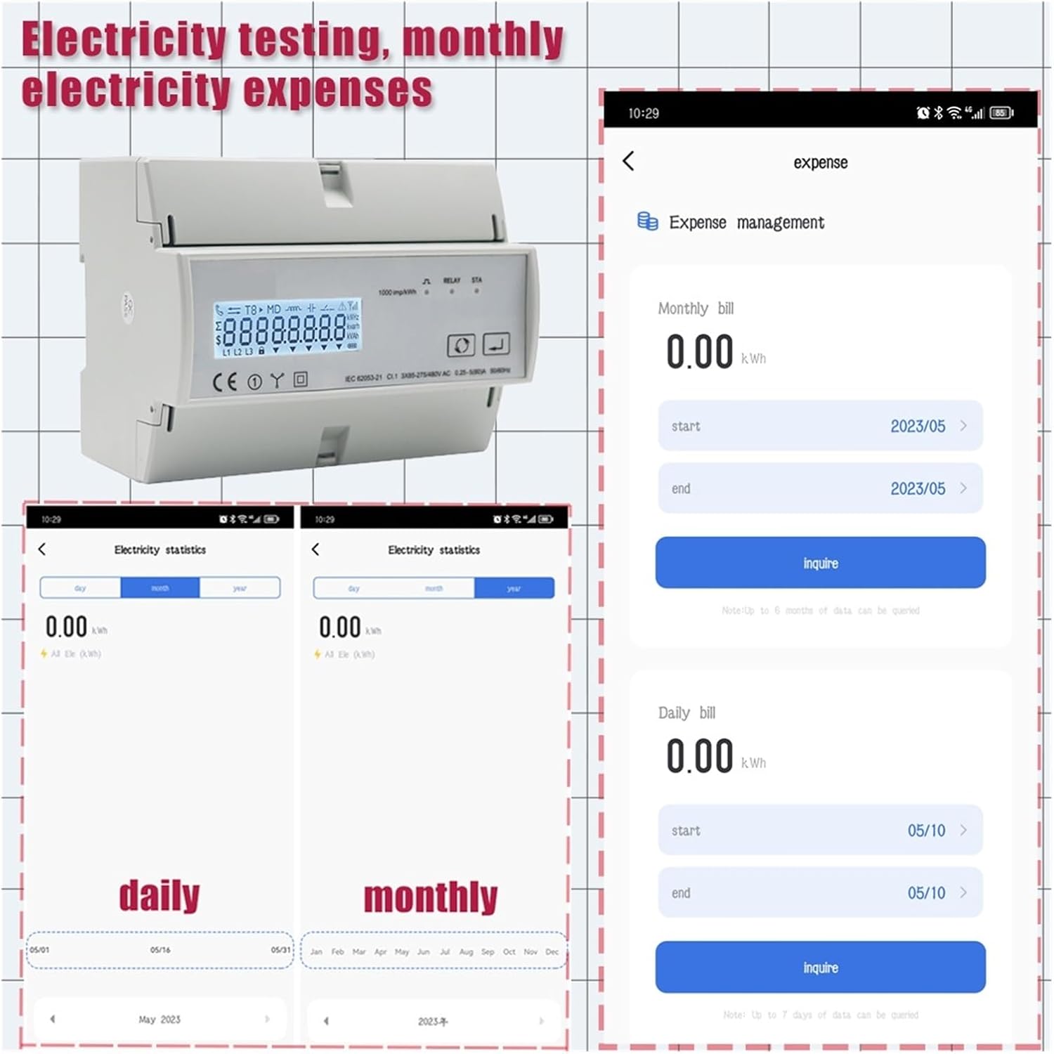 Electricity Testing and Expense Management App Interface